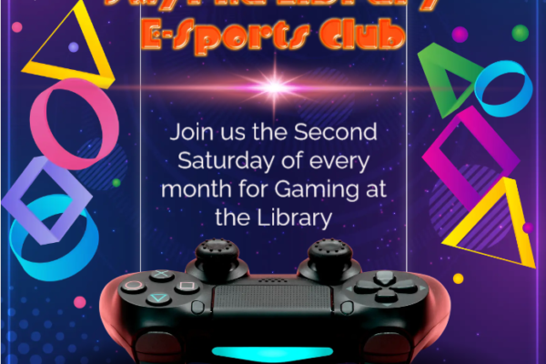 Smyrna Library E-Sports Club, second Saturday of every month, 11am-2pm
